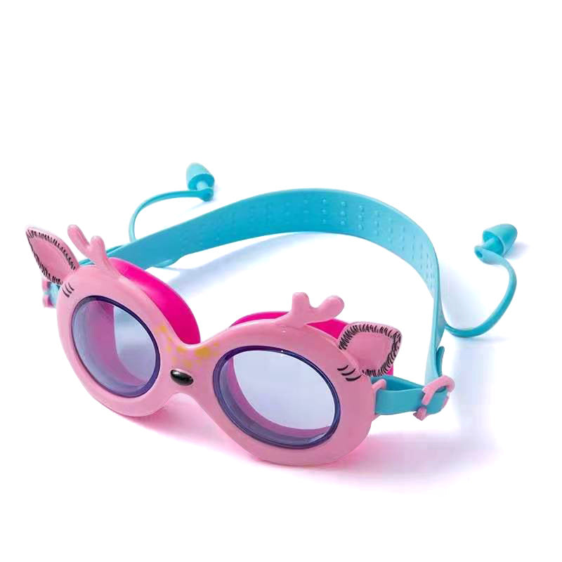 Kids Cartoon Deer Swimming Goggles Adjustable Waterproof Anti-fog HD Glasses