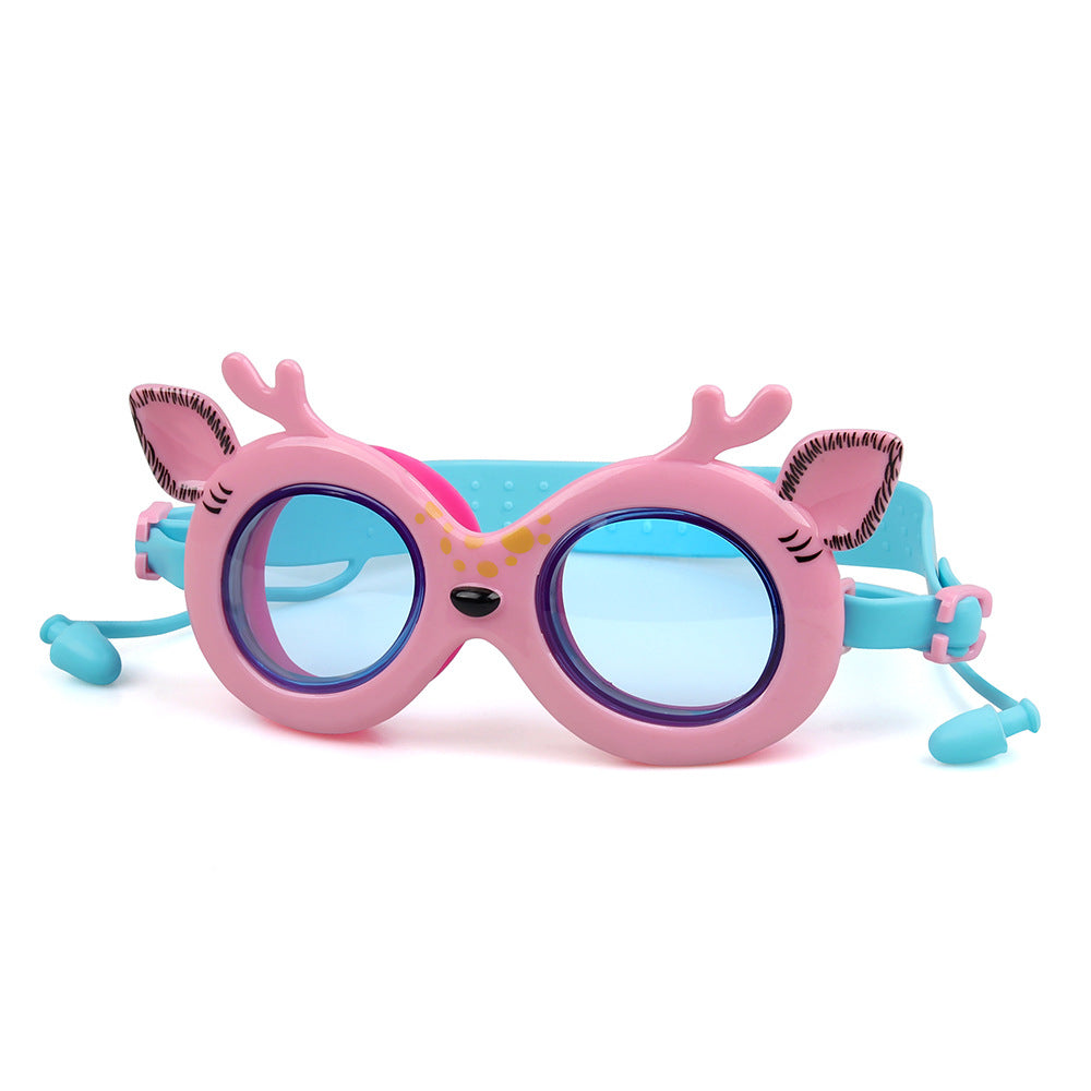 Kids Cartoon Deer Swimming Goggles Adjustable Waterproof Anti-fog HD Glasses