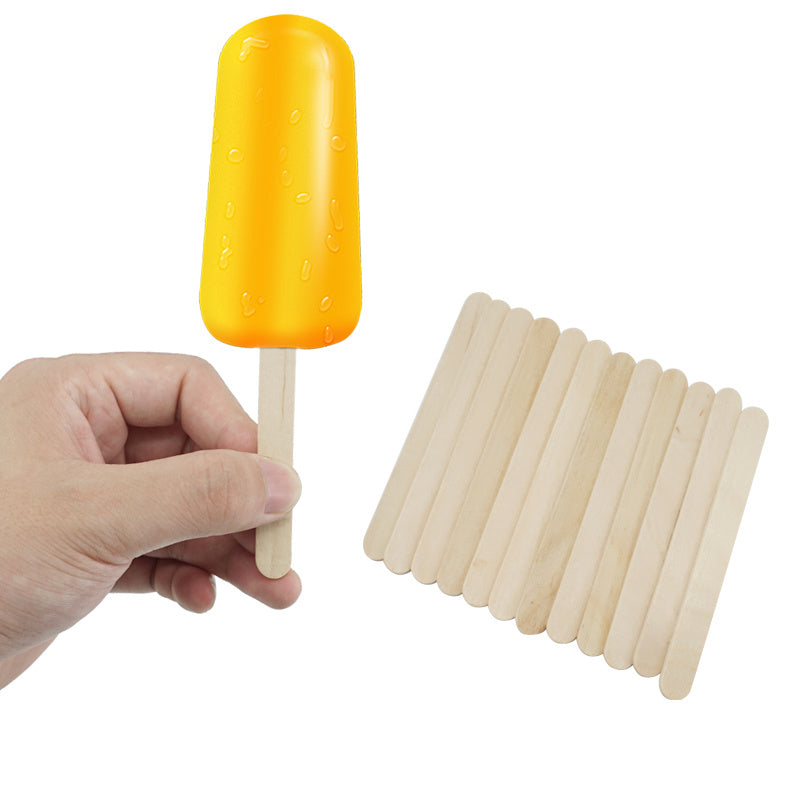 50 Natural Wooden Popsicle Sticks for Handicrafts & Ice Cream Cake Tools