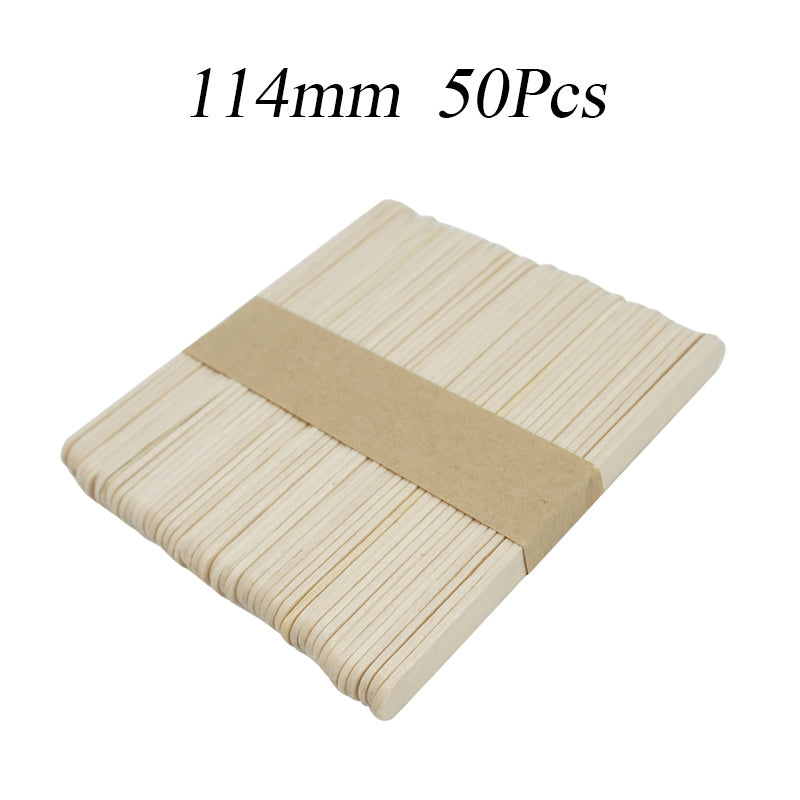 50 Natural Wooden Popsicle Sticks for Handicrafts & Ice Cream Cake Tools