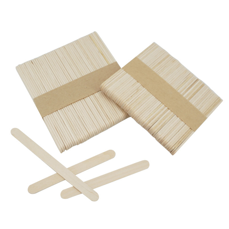 50 Natural Wooden Popsicle Sticks for Handicrafts & Ice Cream Cake Tools