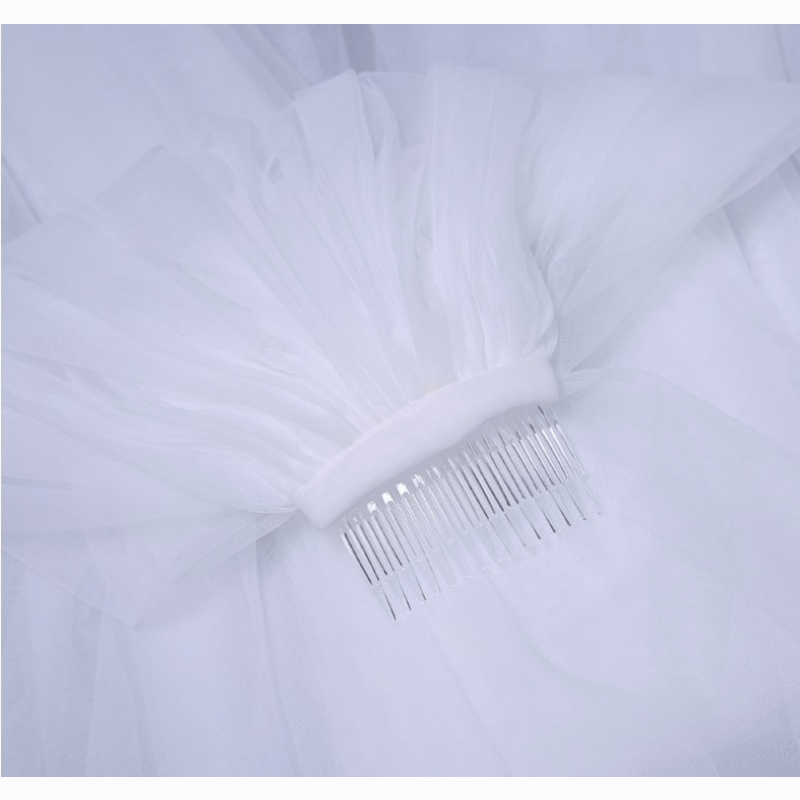 Bridal Veil Double Layer Edging Ribbon Shape Lightweight Veil