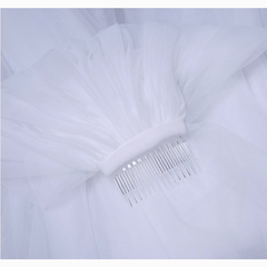 Bridal Veil Double Layer Edging Ribbon Shape Lightweight Veil