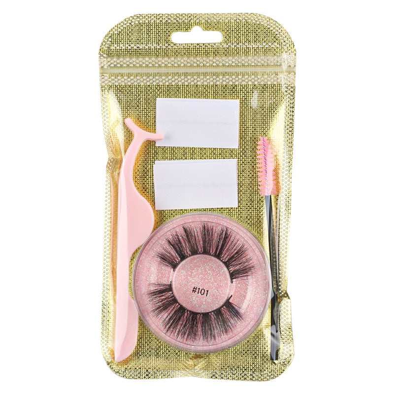 Natural False Eyelashes with Adhesive Glue - Easy Application