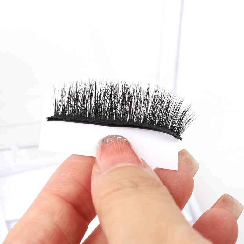 Natural False Eyelashes with Adhesive Glue - Easy Application