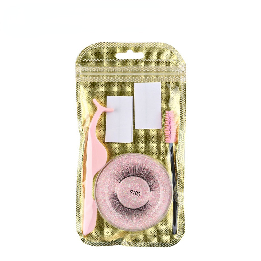 Natural False Eyelashes with Adhesive Glue - Easy Application