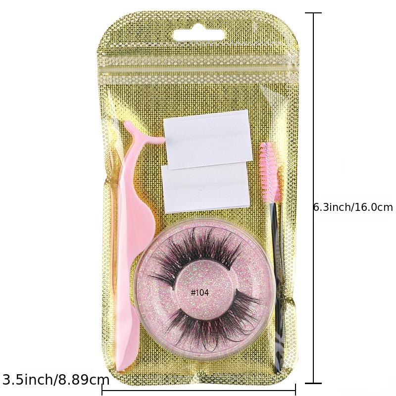 Natural False Eyelashes with Adhesive Glue - Easy Application