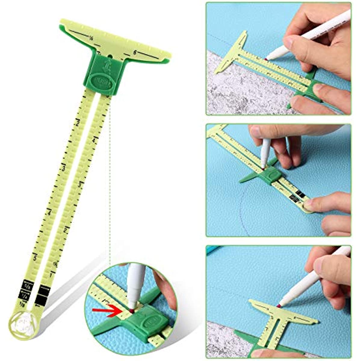 2pcs Sewing Gauge 5 in 1 Sliding Sewing Ruler Tool
