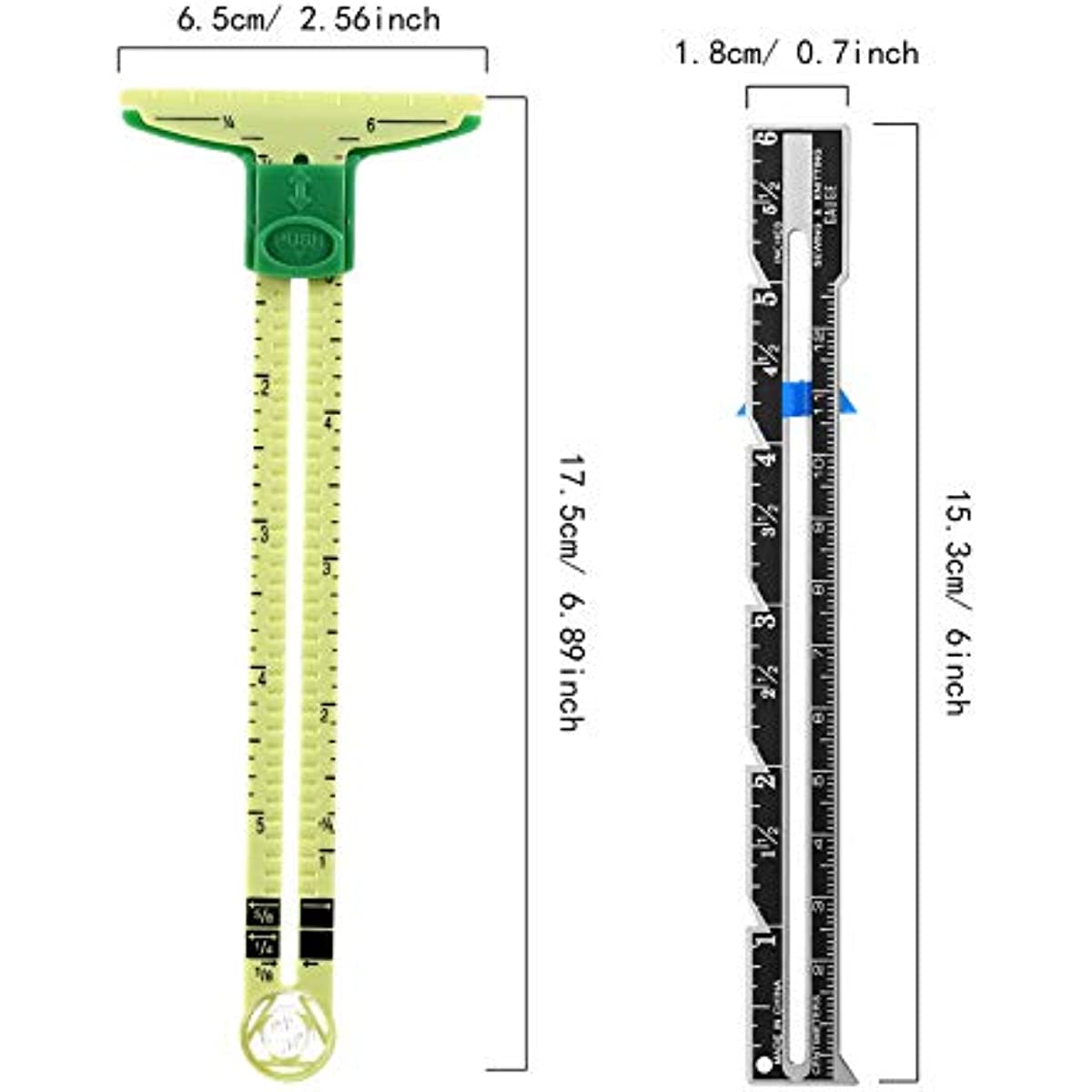 2pcs Sewing Gauge 5 in 1 Sliding Sewing Ruler Tool