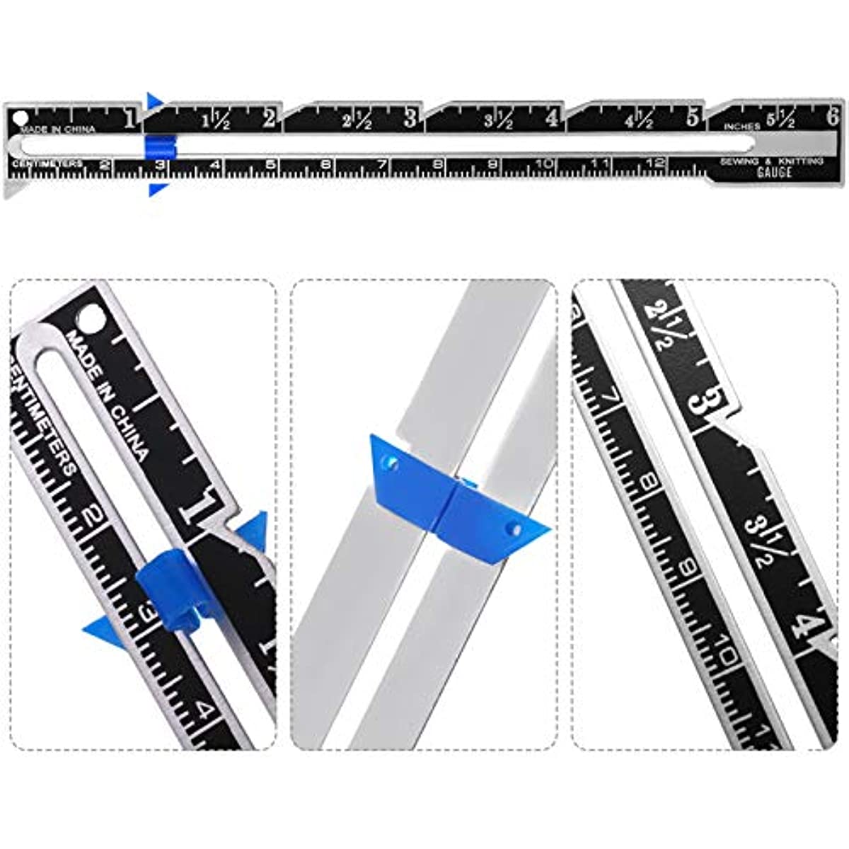2pcs Sewing Gauge 5 in 1 Sliding Sewing Ruler Tool