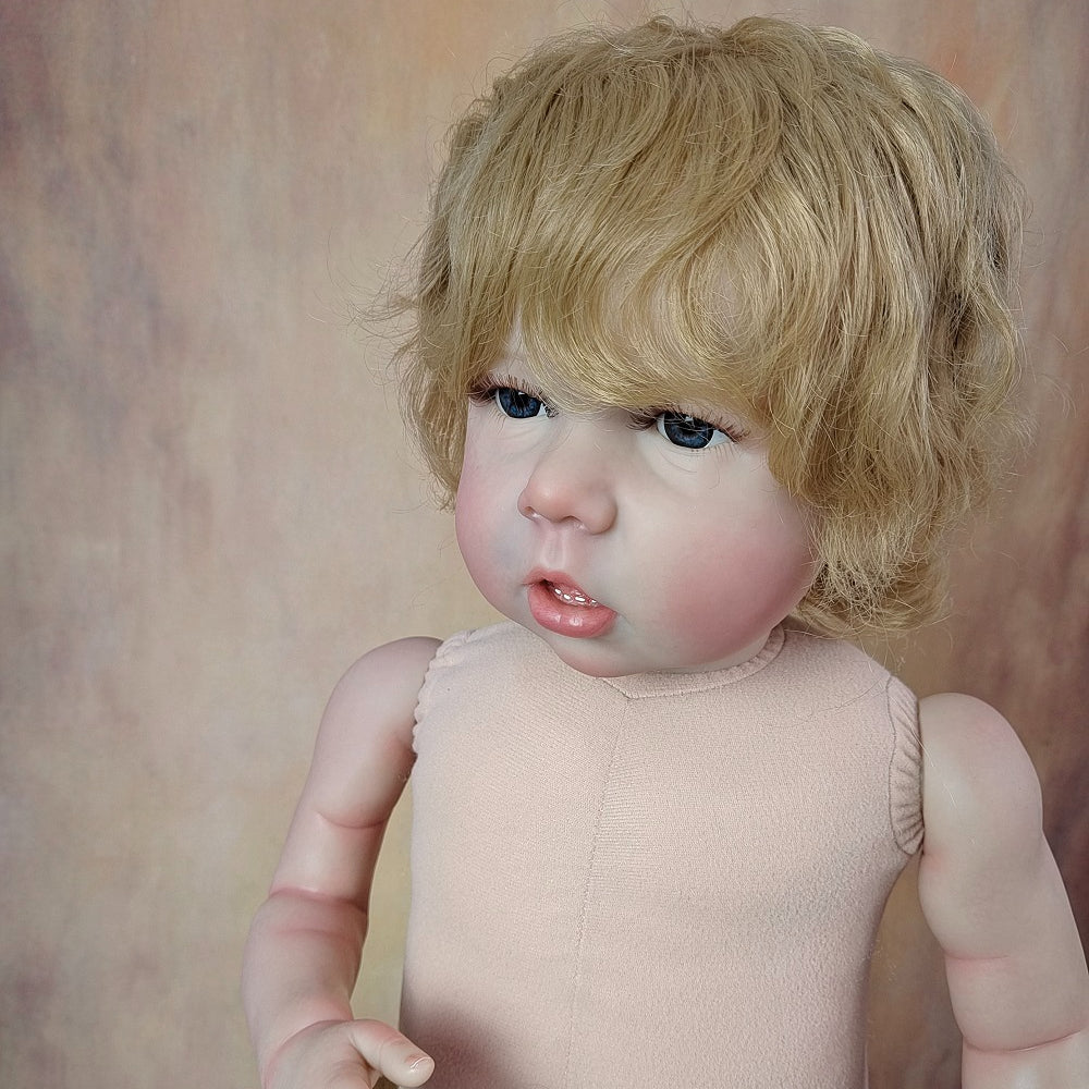 28in Reborn Baby Boy Doll Soft Silicone Realistic Blonde Toddler Art Bebe