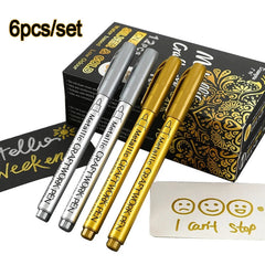 6pcs Silvery Paint Markers Ceramic Glass Cloth DIY Crafts