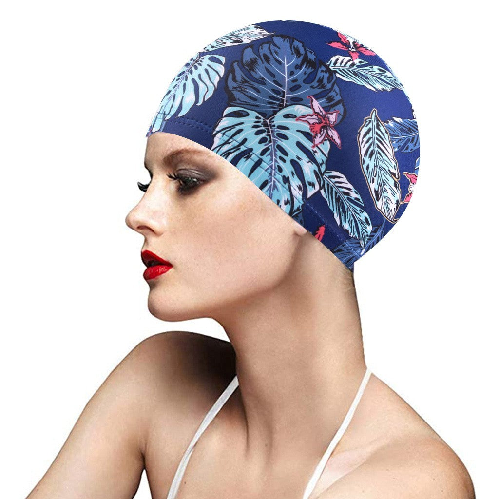 Flower Printed Swim Cap for Men & Women, Hair Protection & Style