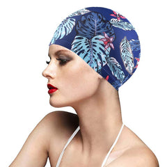 Flower Printed Swim Cap for Men & Women, Hair Protection & Style