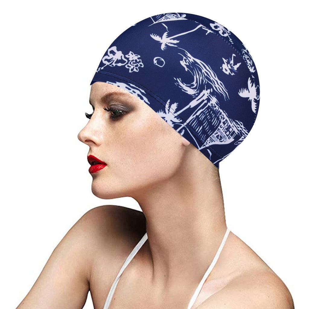 Flower Printed Swim Cap for Men & Women, Hair Protection & Style