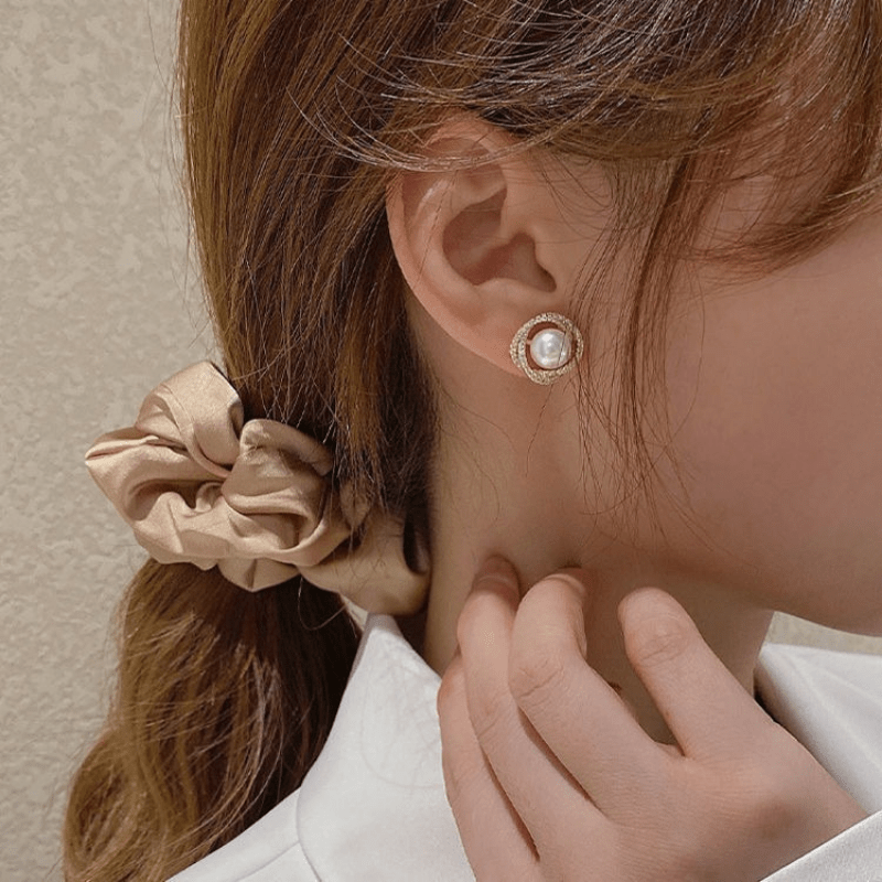 Vintage Faux Pearl Stud Earrings Ear Jewelry For Women