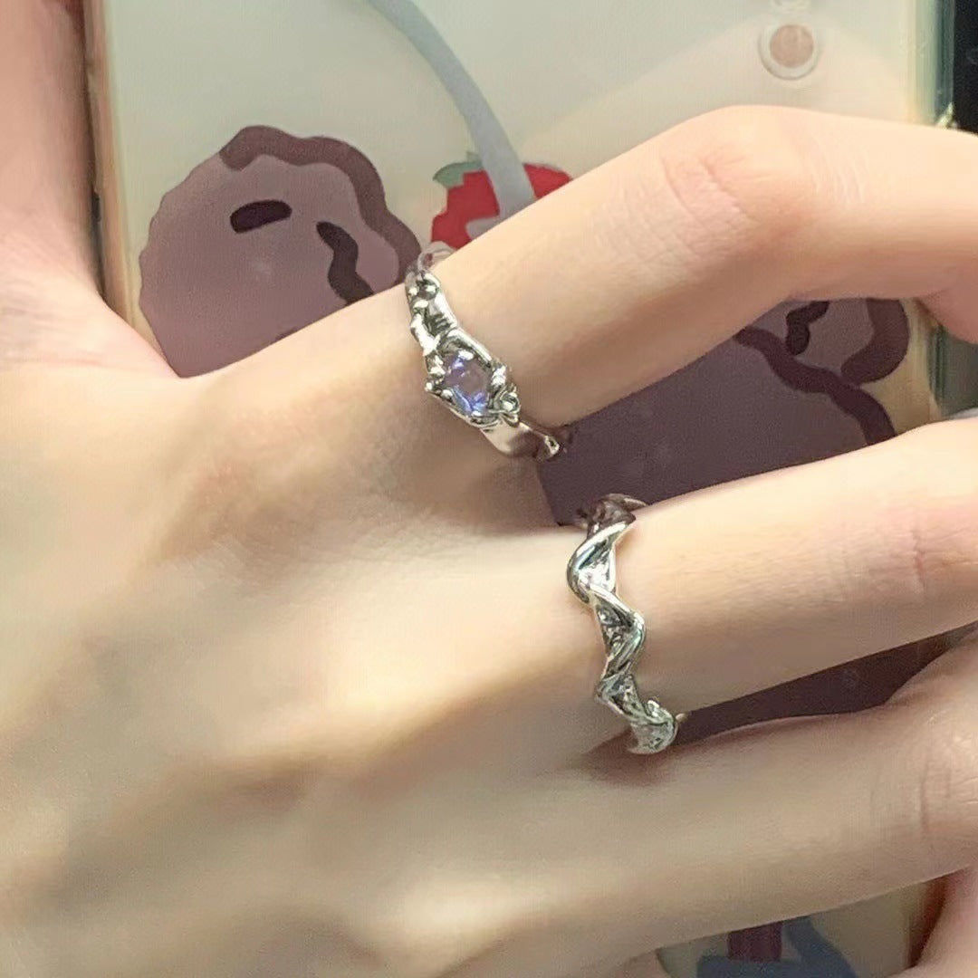 Moonstone Irregular Ring Set - 2 Pieces