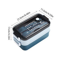1050ml Double Layer Lunch Box w/Tableware for Outdoor Camping/Fishing