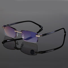 Half Rimless Rectangle Eyeglasses HD Light Blocking Glasses
