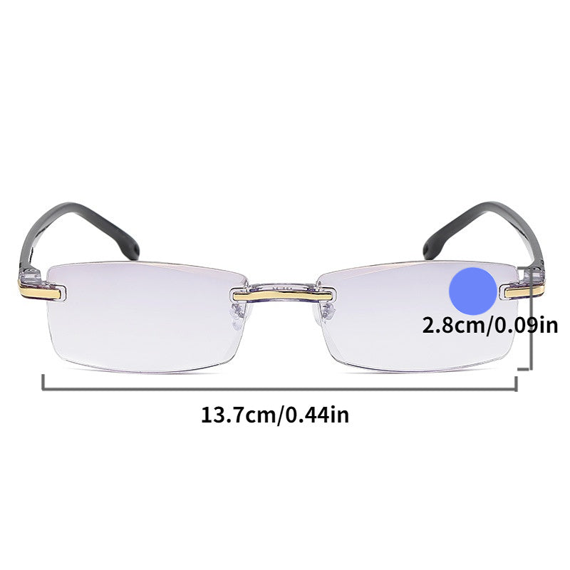 Half Rimless Rectangle Eyeglasses HD Light Blocking Glasses