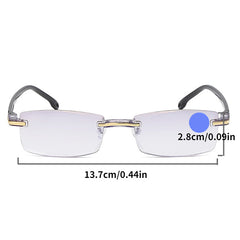 Half Rimless Rectangle Eyeglasses HD Light Blocking Glasses