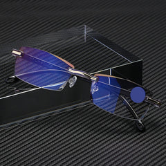 Half Rimless Rectangle Eyeglasses HD Light Blocking Glasses