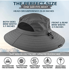 Waterproof UV Protection Wide Brim Bucket Hat for Outdoor Activities