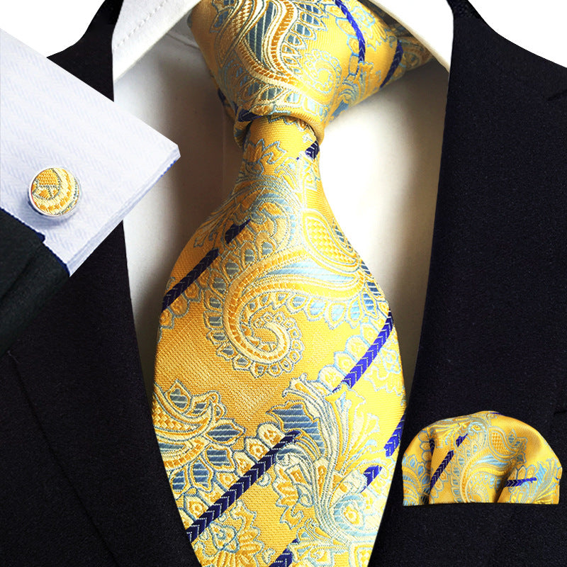 Polyester Paisley 3 Piece Set 15inch Width Tie square Scarf cuff