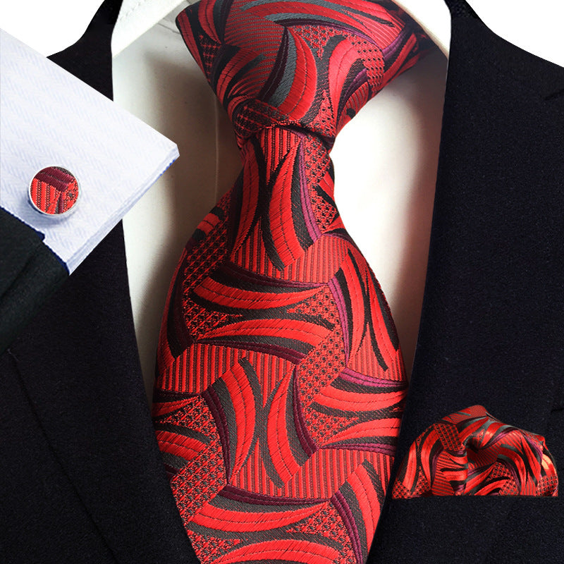 Polyester Paisley 3 Piece Set 15inch Width Tie square Scarf cuff