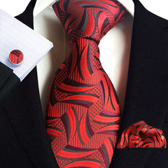 Polyester Paisley 3 Piece Set 15inch Width Tie square Scarf cuff