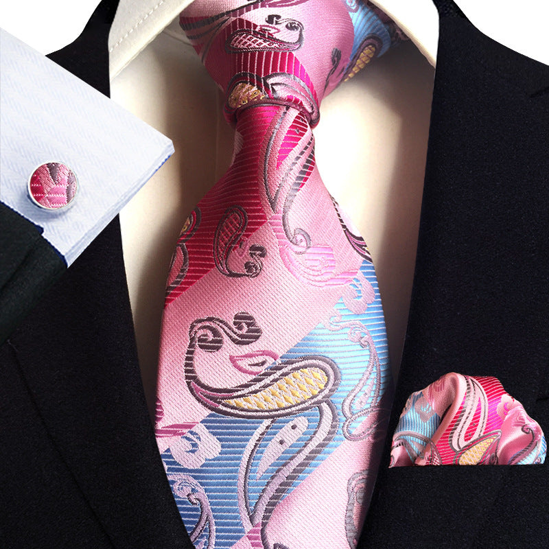 Polyester Paisley 3 Piece Set 15inch Width Tie square Scarf cuff