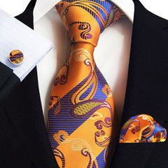 Polyester Paisley 3 Piece Set 15inch Width Tie square Scarf cuff