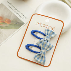 2pcs Baby Girls Plaid Bow Hair Clip Kids Accessories