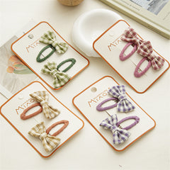 2pcs Baby Girls Plaid Bow Hair Clip Kids Accessories
