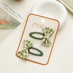 2pcs Baby Girls Plaid Bow Hair Clip Kids Accessories