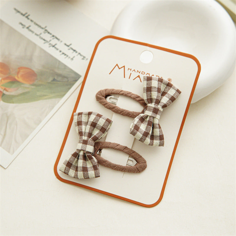 2pcs Baby Girls Plaid Bow Hair Clip Kids Accessories