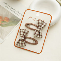 2pcs Baby Girls Plaid Bow Hair Clip Kids Accessories