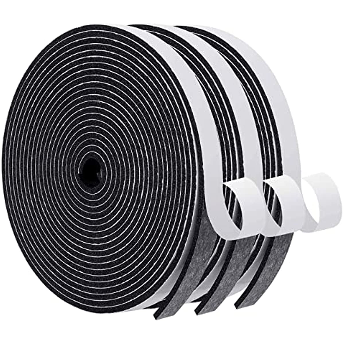 3 Rolls Door Weather Stripping 2.54cm W x 2.54-20.32cm T, Soundproof Seal Strip