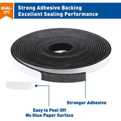 3 Rolls Door Weather Stripping 2.54cm W x 2.54-20.32cm T, Soundproof Seal Strip