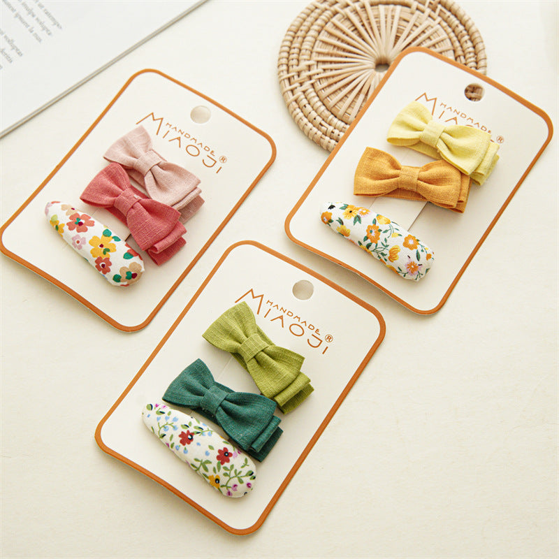 Floral Bow Hair Clips for Baby Girls - Headwear Accessory