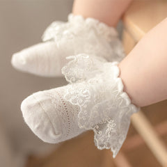3 Pairs Girls Knit Lace Socks for Summer & Spring