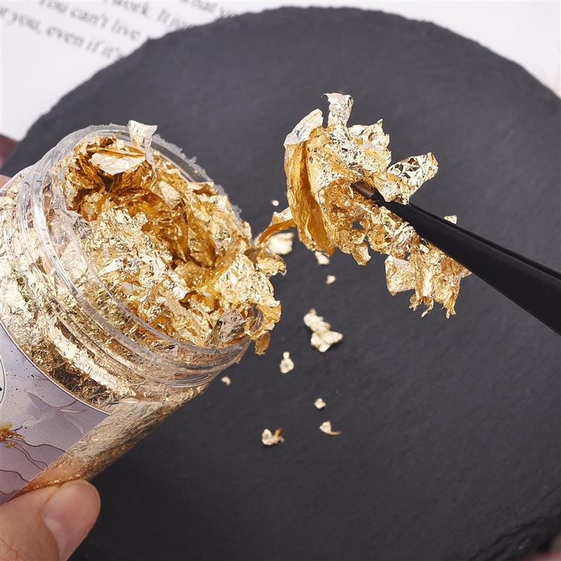 DIY Jewelry Making Kit Golden Leaf Flakes Glitters Foil Paper