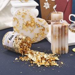DIY Jewelry Making Kit Golden Leaf Flakes Glitters Foil Paper