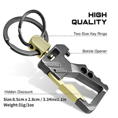 Men's Silver Gray Stainless Steel Keychain Car Bottle Opener