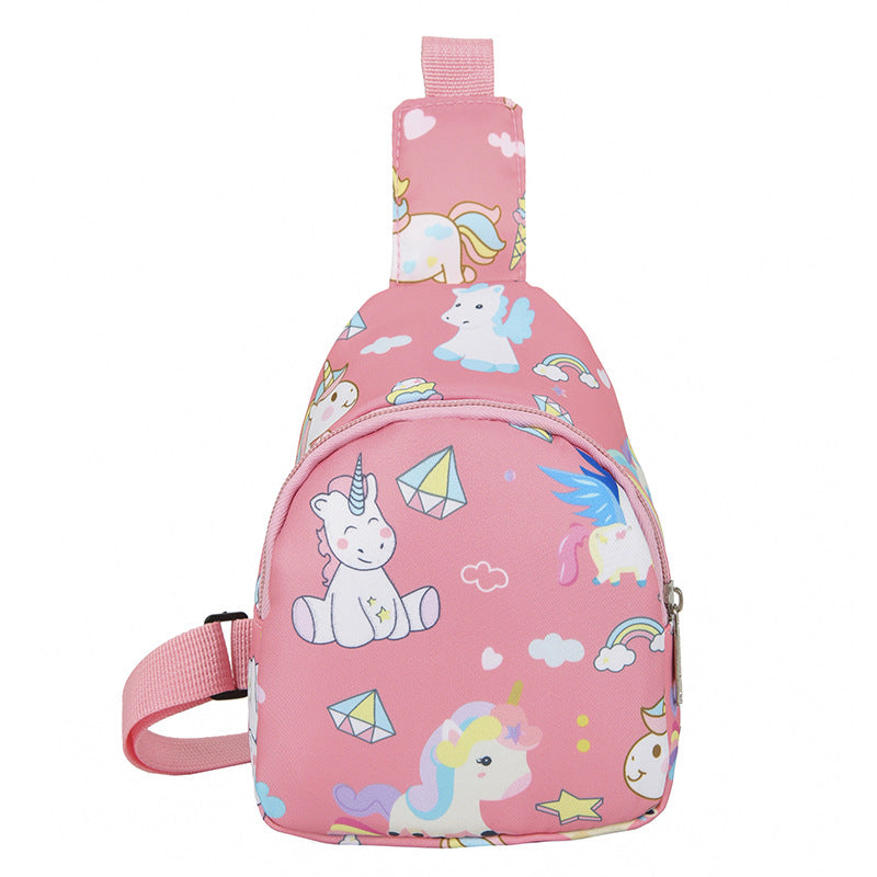 Girls Cartoon Dinosaur And Unicorn Crossbody Bag Coin Purse Zipper Adjustable