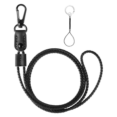 Classic Brown PU Leather Lanyard Keychain Adjustable Chain Men Women