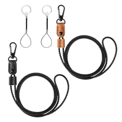 Classic Brown PU Leather Lanyard Keychain Adjustable Chain Men Women