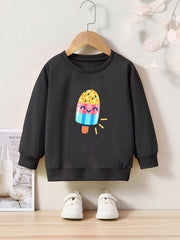Cartoon Ice Cream Graphic Sweatshirt for Kids