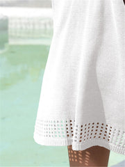 V Neck Cover Up Shirt Hollow Out Beachwear Dress