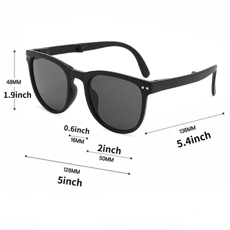 Kids Vintage Folding UV Protection Sunglasses with Case